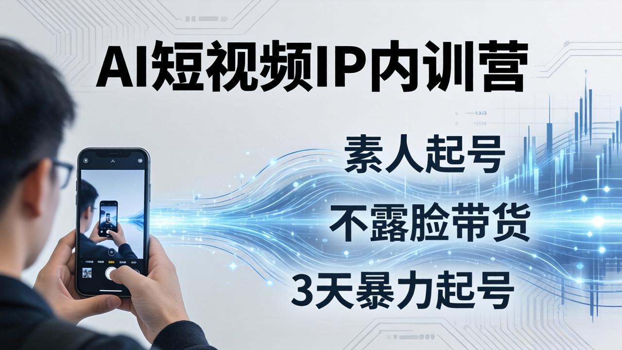 2026AI短视频IP内训营-更新：从素人起号到不露脸带货，3天暴力起号全流程拆解-知芽创业社