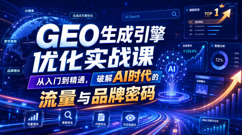 GEO生成引擎优化实战课，从入门到精通，破解AI时代的流量与品牌密码-知芽创业社