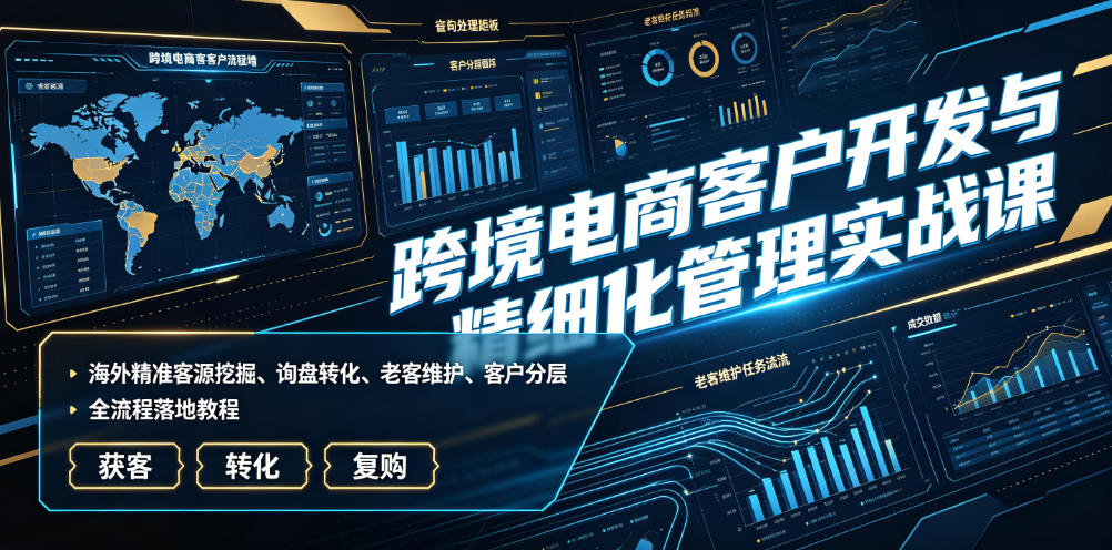 跨境电商客户开发与精细化管理实战课|海外精准客源挖掘、询盘转化、老客维护、客户分层全流程落地教程-知芽创业社