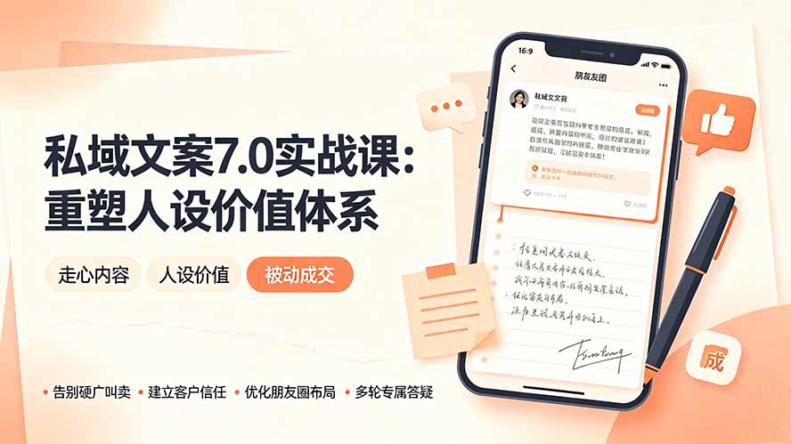 私域文案实战课7.0:重塑人设价值体系|-告别硬广推销×走心内容×自我价值塑造,实现被动成交-知芽创业社