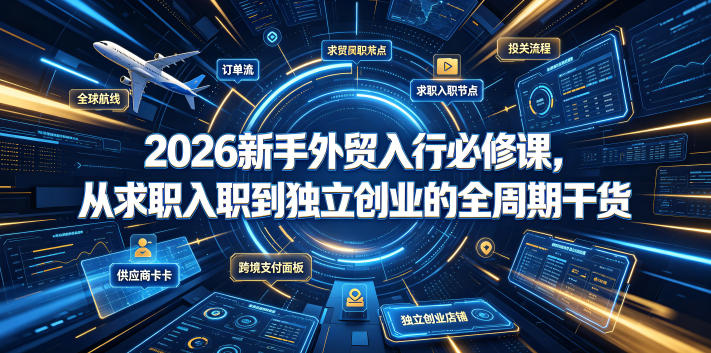 2026新手外贸入行必修课，从求职入职到独立创业的全周期干货-知芽创业社