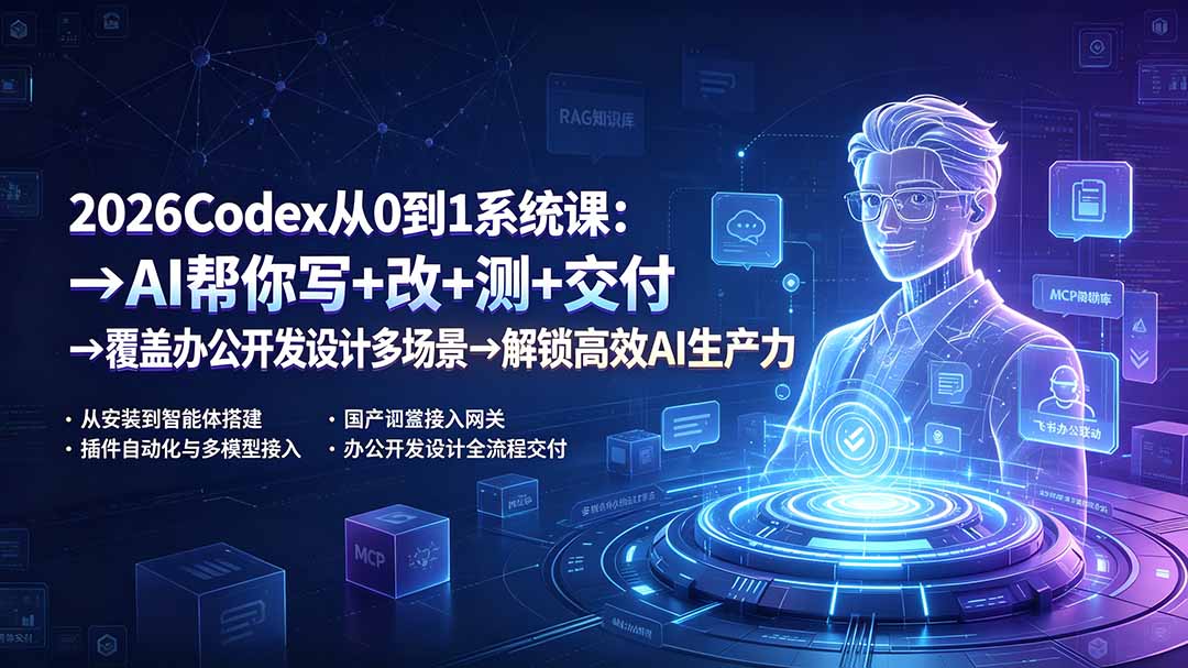 2026Codex从0到1系统课：→AI帮你写+改+测+交付→覆盖办公开发设计多场景→解锁高效AI生产力-知芽创业社