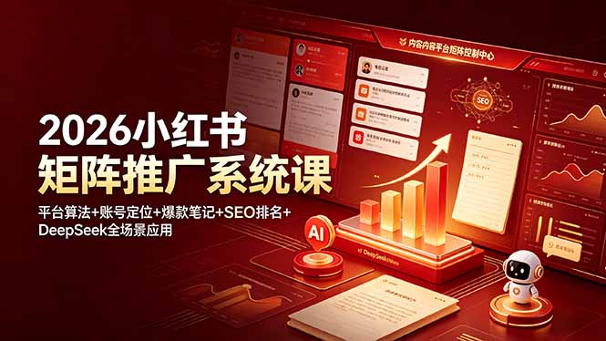 2026小红书矩阵推广系统课：平台算法+账号定位+爆款笔记+SEO排名+DeepSeek全场景应用-知芽创业社