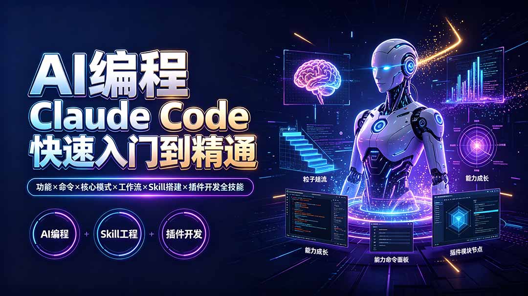 AI编程 Claude Code快速入门到精通:功能×命令×核心模式×工作流×Skill搭建×插件开发全技能-知芽创业社