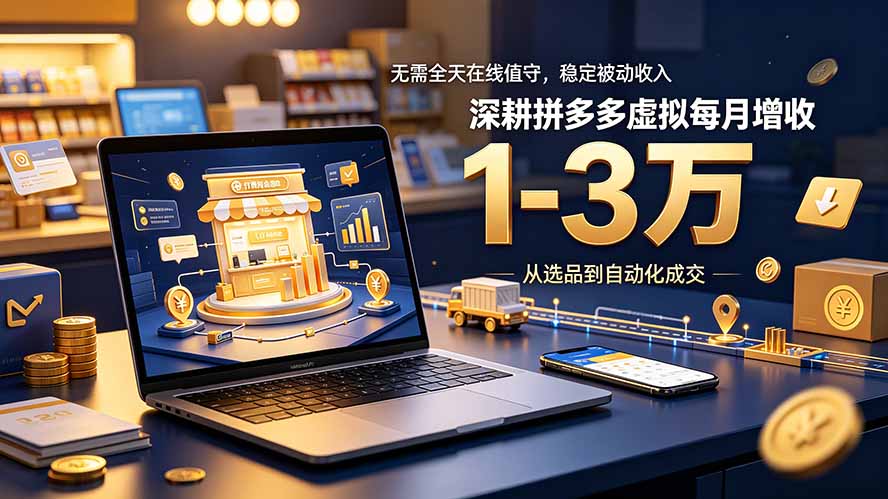 无需全天在线值守，稳定被动收入，深耕拼多多虚拟每月增收 1-3 万-知芽创业社