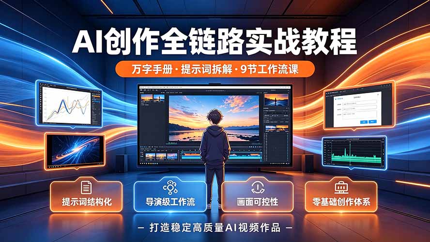 AI创作全链路实战教程｜万字手册·提示词拆解·9节工作流课，打造稳定高质量AI视频作品-知芽创业社