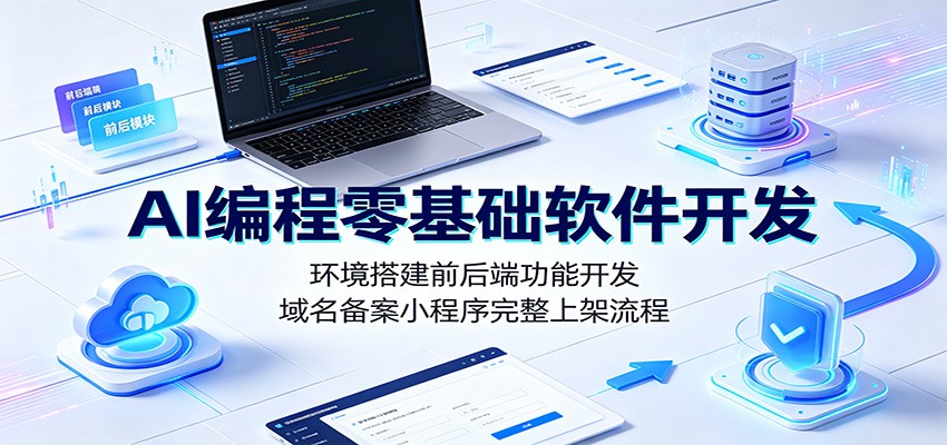 AI编程零基础软件开发：环境搭建前后端功能开发，域名备案小程序完整上架流程-知芽创业社