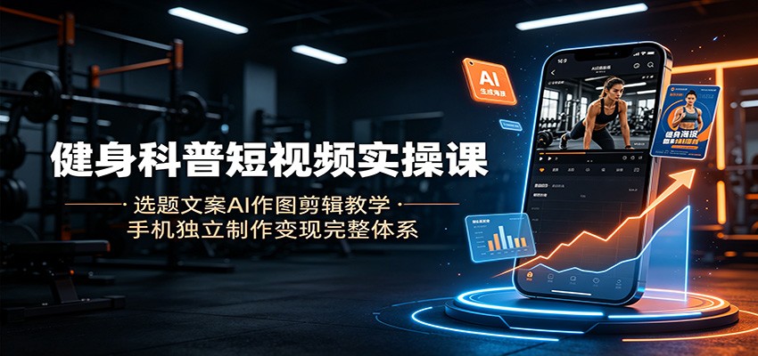 健身科普短视频实操课:选题文案AI作图剪辑教学,手机独立制作变现完整体系-知芽创业社