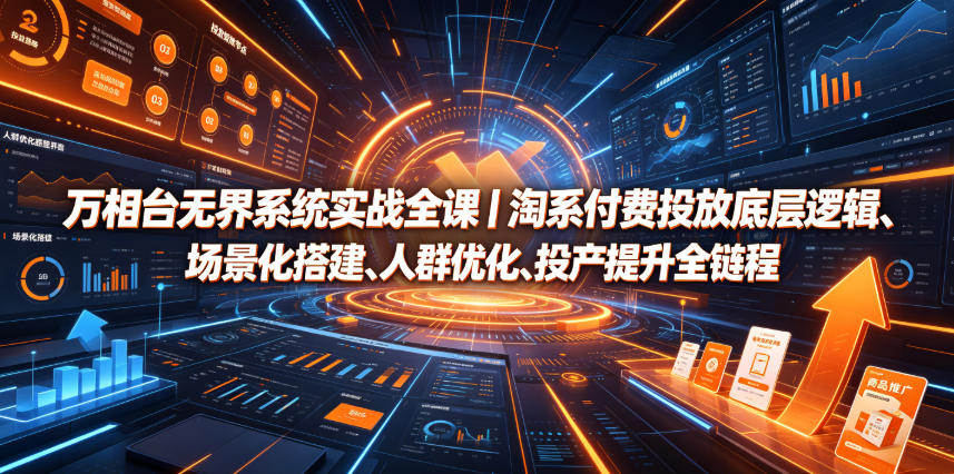 万相台无界系统实战全课|淘系付费投放底层逻辑、场景化搭建、人群优化、投产提升全链路运营教程-知芽创业社