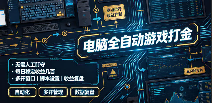 电脑全自动游戏打金，无需人工盯守，每日稳定收益几百！【揭秘】-知芽创业社