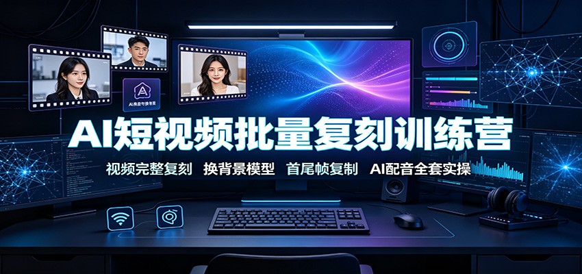 AI短视频批量复刻训练营:视频完整复刻,换背景模型、首尾帧复制、AI配音全套实操-知芽创业社