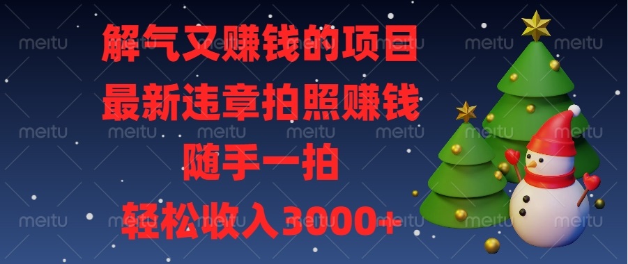 解气又赚钱的项目，最新违章拍照赚钱，随手一拍，轻松收入3000+-知芽创业社