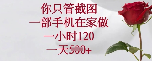 你只管截图，一部手机在家做，一小时120.一天5张【揭秘】-知芽创业社