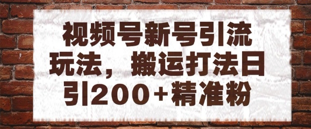 视频号新号引流玩法，搬运打法日引200+精准粉，可矩阵放大【揭秘】-知芽创业社