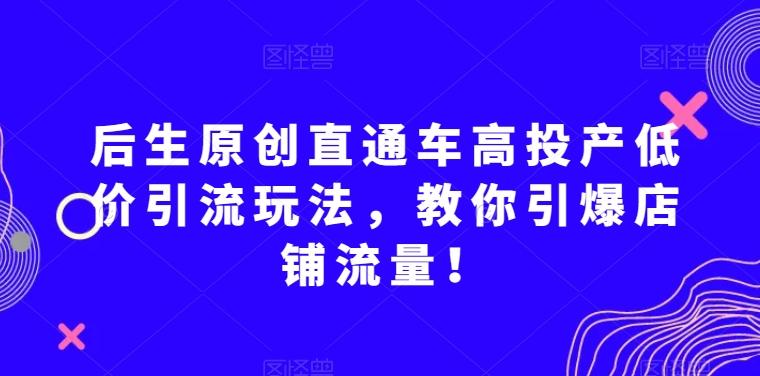 后生原创直通车高投产低价引流玩法，教你引爆店铺流量！-知芽创业社