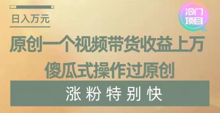 原创一个视频带货收益上万，傻瓜式操作过原创，几分钟做一个视频涨粉特别快【揭秘】-知芽创业社
