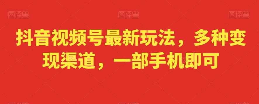 抖音视频号最新玩法，多种变现渠道，一部手机即可-知芽创业社