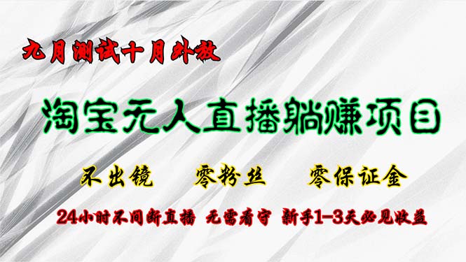 淘宝无人直播最新玩法，九月测试十月外放，不出镜零粉丝零保证金，24小…-知芽创业社