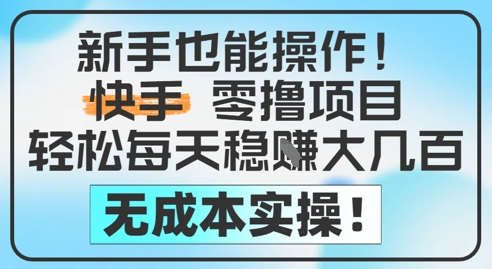 新手也能操作，快手零撸挣米，轻松每天挣2-5张，完全无成本-知芽创业社