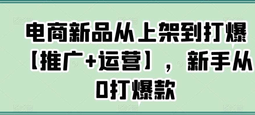 电商新品从上架到打爆【推广+运营】，新手从0打爆款-知芽创业社