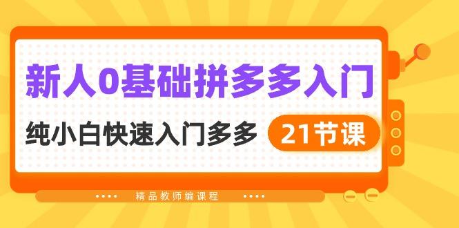 新人0基础拼多多入门，​纯小白快速入门多多(21节课-知芽创业社