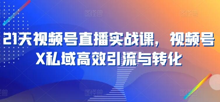 21天视频号直播实战课，视频号X私域高效引流与转化-知芽创业社