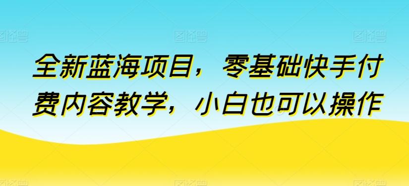 全新蓝海项目，零基础快手付费内容教学，小白也可以操作【揭秘】-知芽创业社