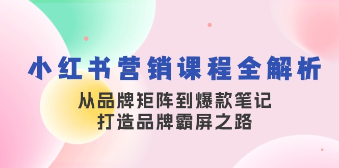 小红书营销课程全解析，从品牌矩阵到爆款笔记，打造品牌霸屏之路-知芽创业社