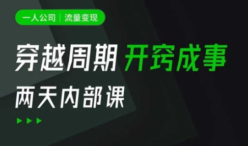 一人公司：流量变现课，一人公司的方法模型拆解， 拆解富人思维，流量思维，小老板思维等-知芽创业社