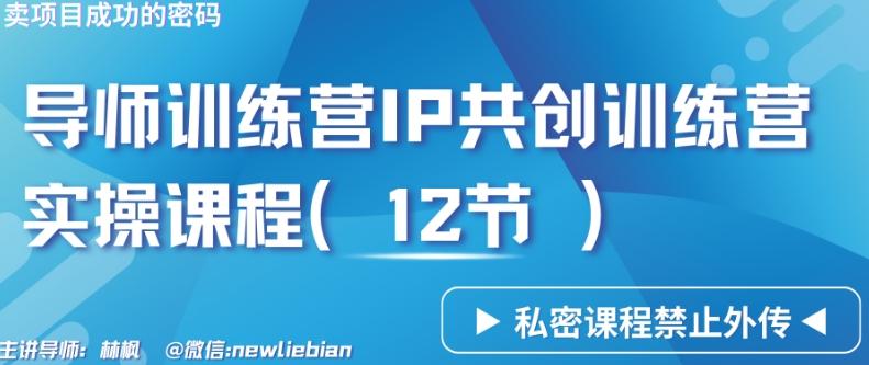 导师训练营3.0IP共创训练营私密实操课程(12节)-卖项目的密码成功秘诀【揭秘】-知芽创业社