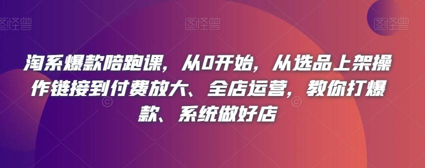 淘系爆款陪跑课，从0开始，从选品上架操作链接到付费放大、全店运营，教你打爆款、系统做好店-知芽创业社