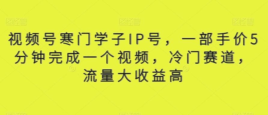 视频号寒门学子IP号，一部手价5分钟完成一个视频，冷门赛道，流量大收益高【揭秘】-知芽创业社