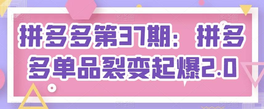 拼多多第37期：拼多多单品裂变起爆2.0-知芽创业社