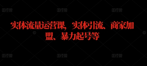 实体流量运营课，实体引流、商家加盟、暴力起号等-知芽创业社