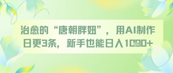 治愈的“唐朝胖妞”，用AI制作日更3条，新手也能日入多张-知芽创业社