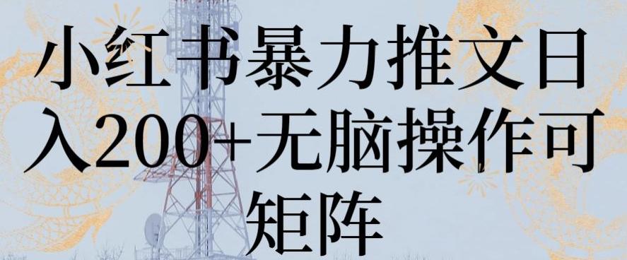 小红书暴力推文日入200+无脑操作可矩阵【揭秘】-知芽创业社