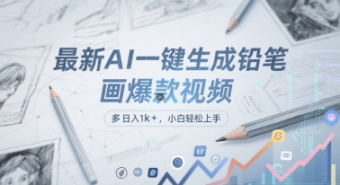 最新AI一键生成铅笔画爆款视频，多平台分发，日 入1k+，小白轻松上手【揭秘】-知芽创业社