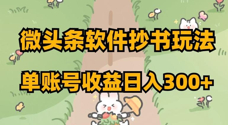 微头条软件抄书玩法，单账号收益日入300+【揭秘】-知芽创业社