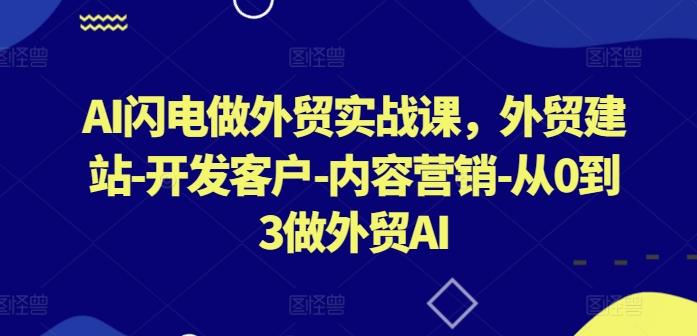 AI闪电做外贸实战课，​外贸建站-开发客户-内容营销-从0到3做外贸AI-知芽创业社