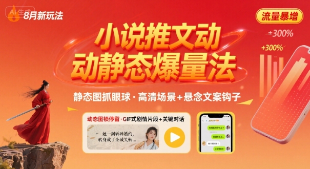 8月小说推文全新玩法，动静态图片+搭配小说文案爆量玩法-知芽创业社