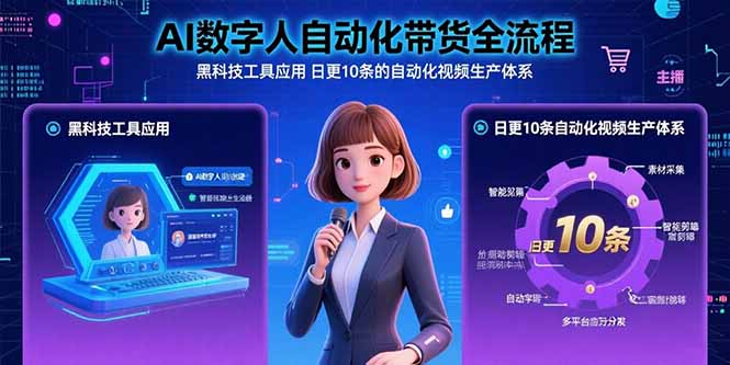 AI数字人自动化带货全流程：黑科技工具应用 日更10条的自动化视频生产体系-知芽创业社