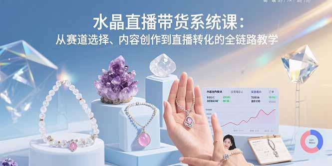 水晶直播带货系统课：从赛道选择、内容创作到直播转化的全链路教学-知芽创业社