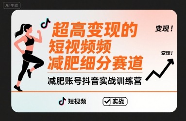 超高变现的短视频减肥细分赛道，减肥账号抖音实战训练营-知芽创业社