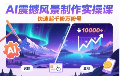 AI震撼风景制作实操课，快速起千粉万粉号-知芽创业社