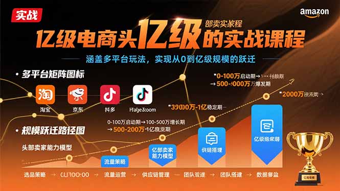 亿级电商头部卖家的实战课程：涵盖多平台玩法，实现从0到亿级规模的跃迁-知芽创业社