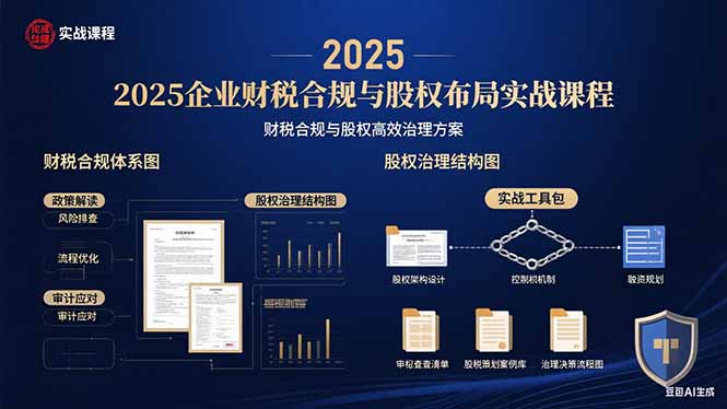 2025企业财税合规与股权布局的实战课程：财税合规与股权高效治理方案-知芽创业社