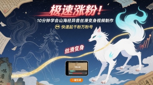 极速涨粉!10分钟学会山海经异兽丝滑变身视频制作,快速起千粉万粉号-知芽创业社