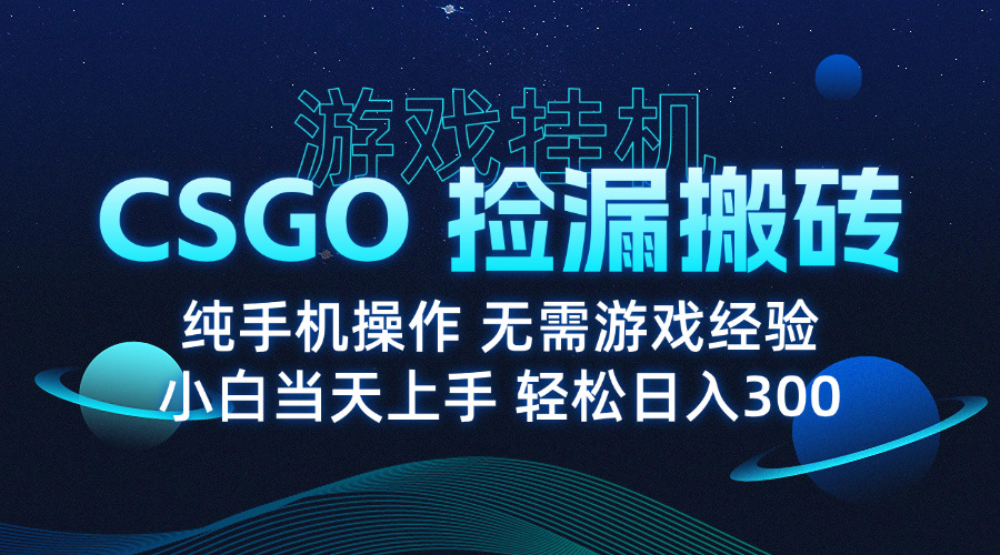 8月最新游戏搬砖，CSGO纯挂机，不需要玩游戏，实现真挂机，月入1W+-知芽创业社