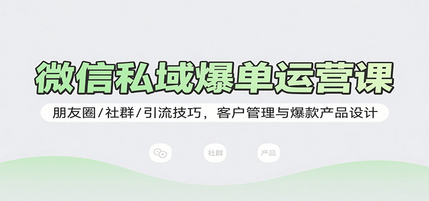微信私域爆单运营课：朋友圈/社群/引流技巧，客户管理与爆款产品设计-知芽创业社