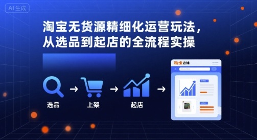 淘宝无货源精细化运营玩法，从选品到起店的全流程实操-知芽创业社